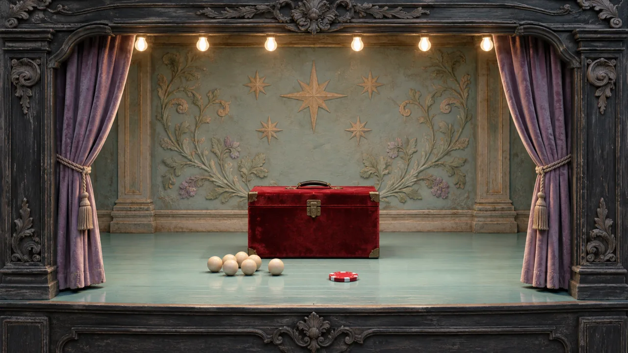 Tombola miniature theatre with bingo balls